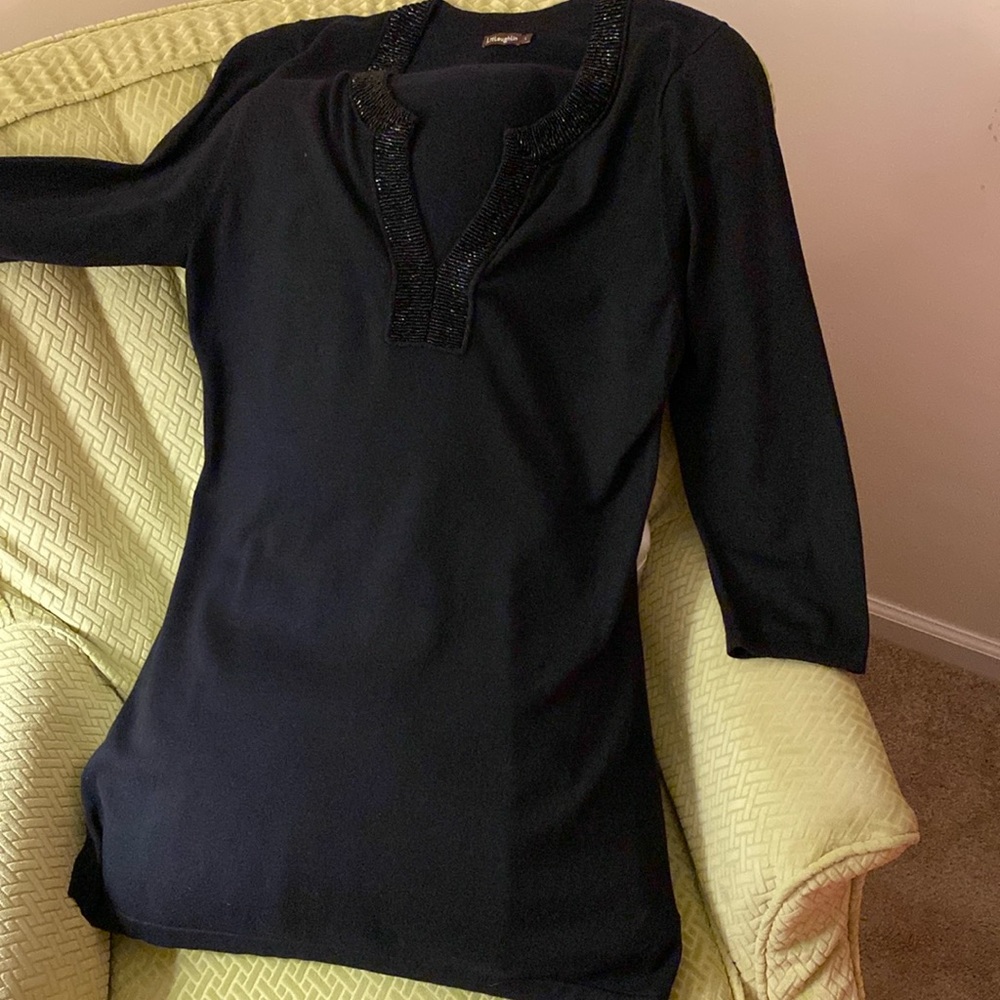 J McLaughlin size L beaded neck sweater tunic